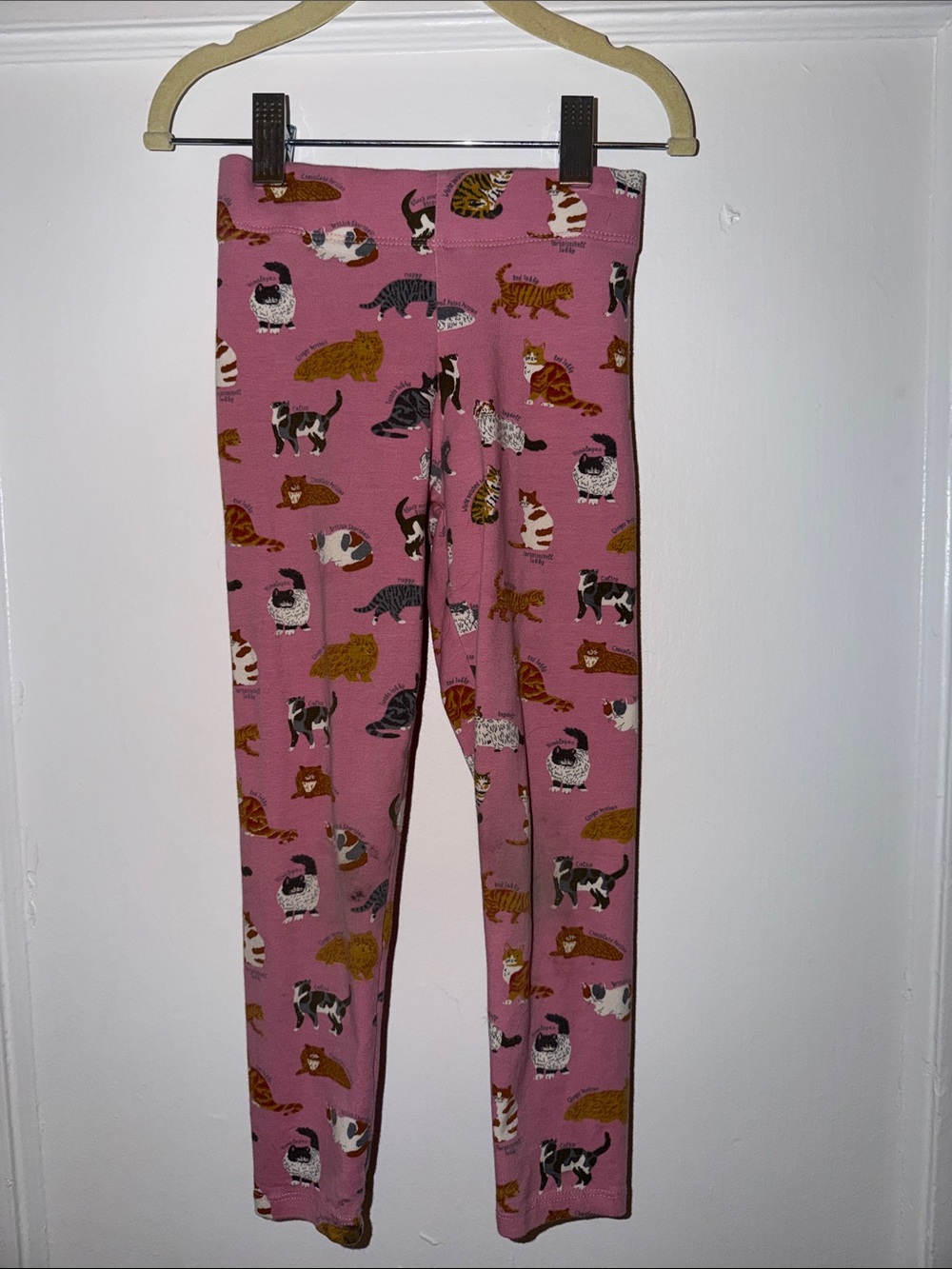 Mini Boden Girls Pink Cat Print Leggings size 5-6